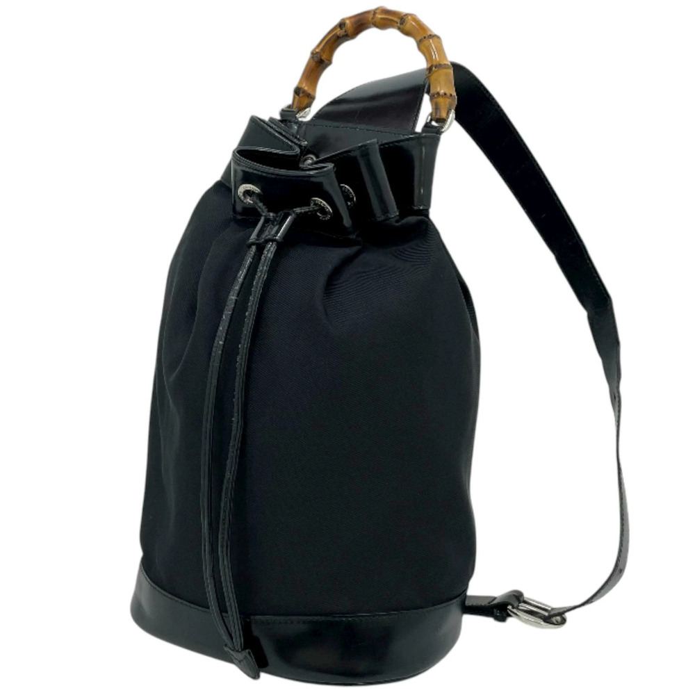 Gucci Bamboo Backpack Rucksack Daybag Hobo Bag Body Black